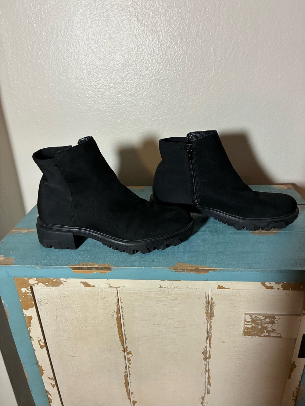 Unisa Black Women's Lug Sole Ankle Booties